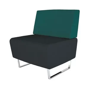 Sillón Recto Base Turquesa Con Respaldo Turquesa Estructura Cromada